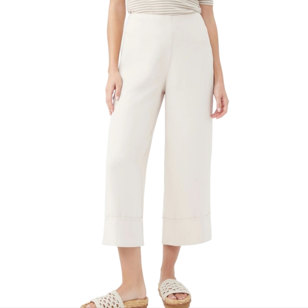 Trina Turk White Cropped‎ Wide Leg Gaucho Pants with Adjustable Tie Details Sz 2